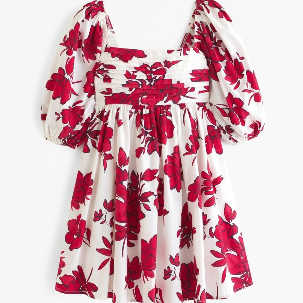NWT Abercrombie Fitch Emerson White Floral Puff Sleeve Dress Sz PS